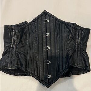 Black Dark Garden Leather Corset Waspie Belt